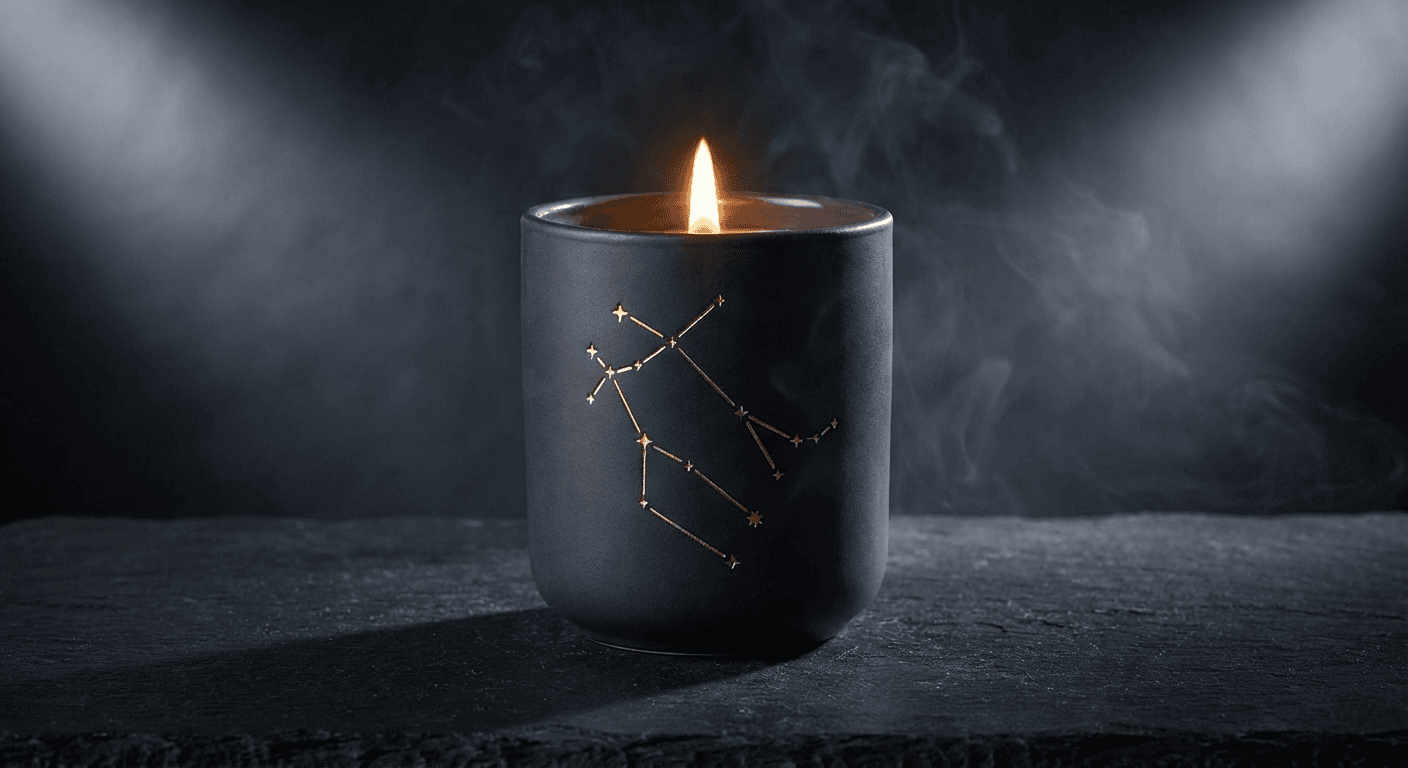Gemini zodiac candle — Dance between two worlds. Scent notes: Bergamot, Lavender, White Tea, Mint