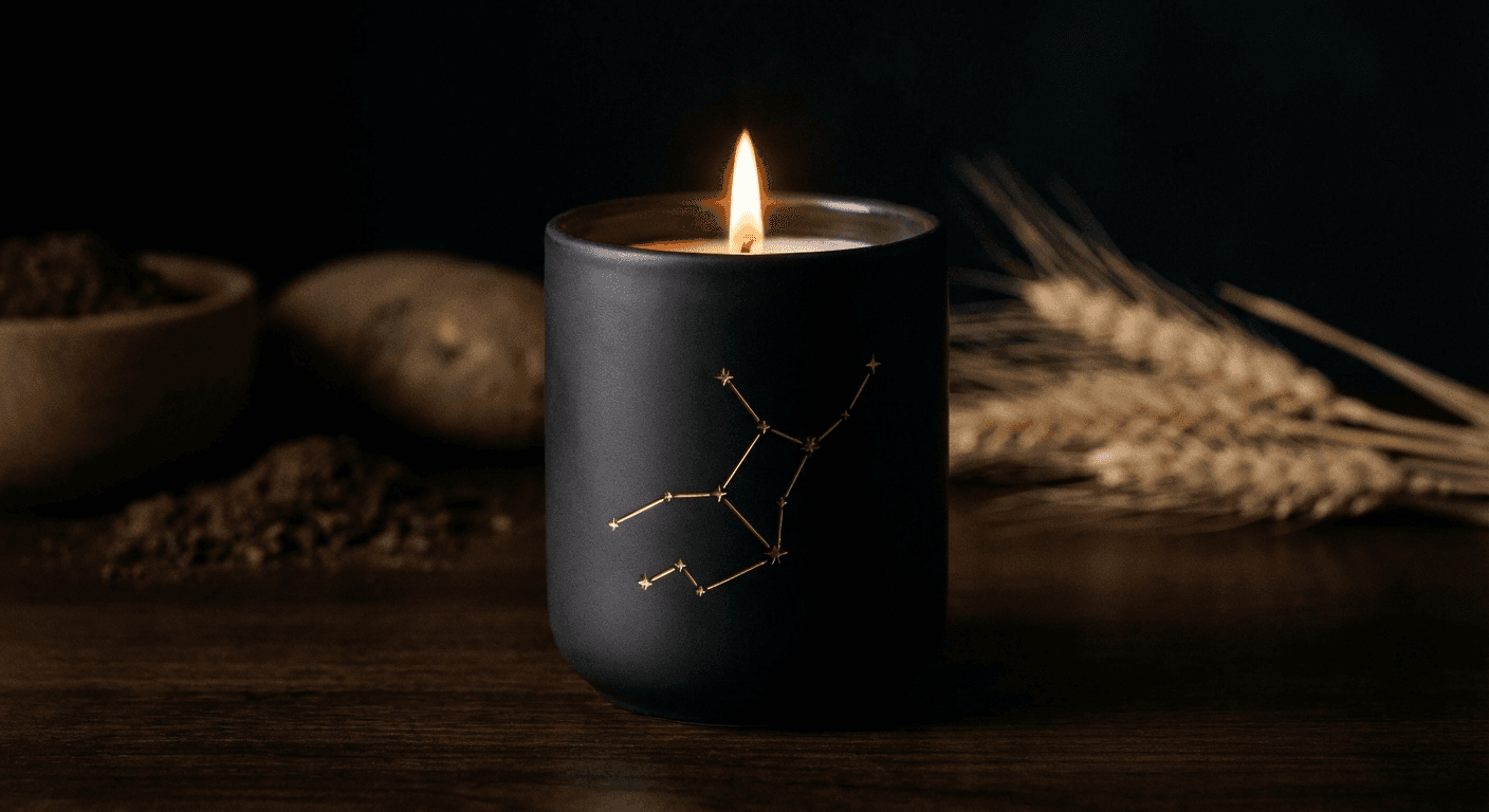 Virgo zodiac candle — Find peace in perfection. Scent notes: Chamomile, Wheat Grass, Fresh Linen, Sage